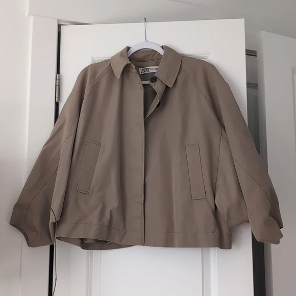Zara Khaki Trench Cape Coat